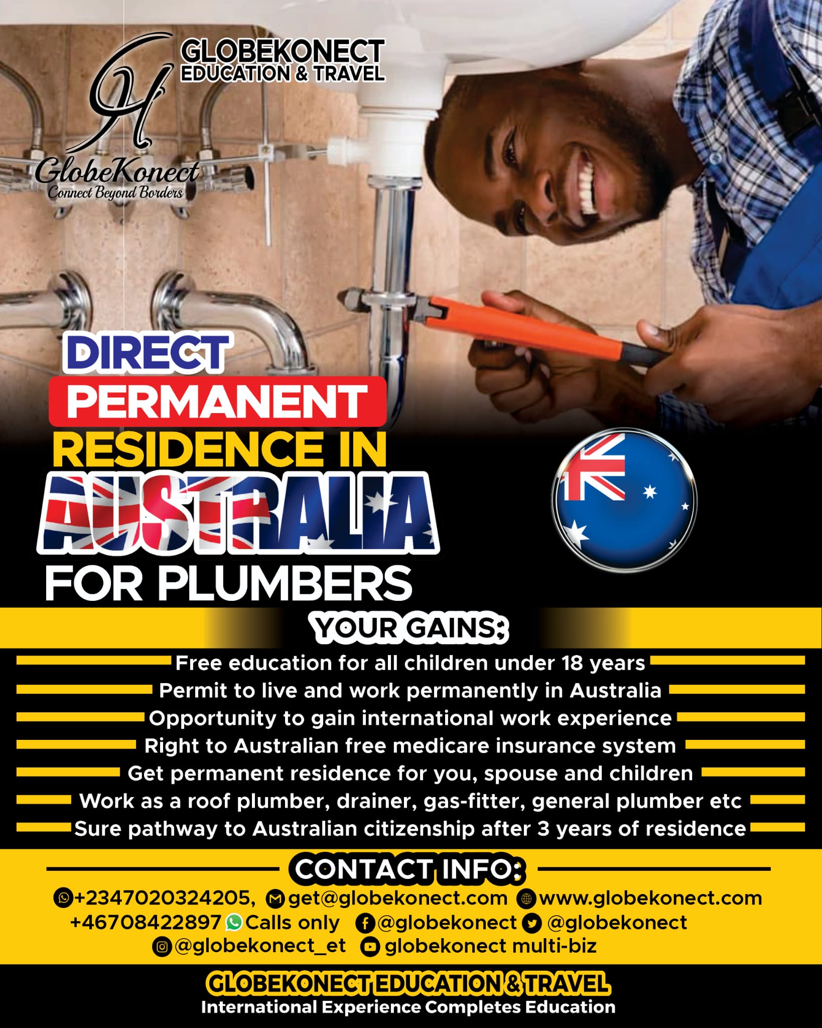 Direct Permanent Residence in Australia for Plumbers