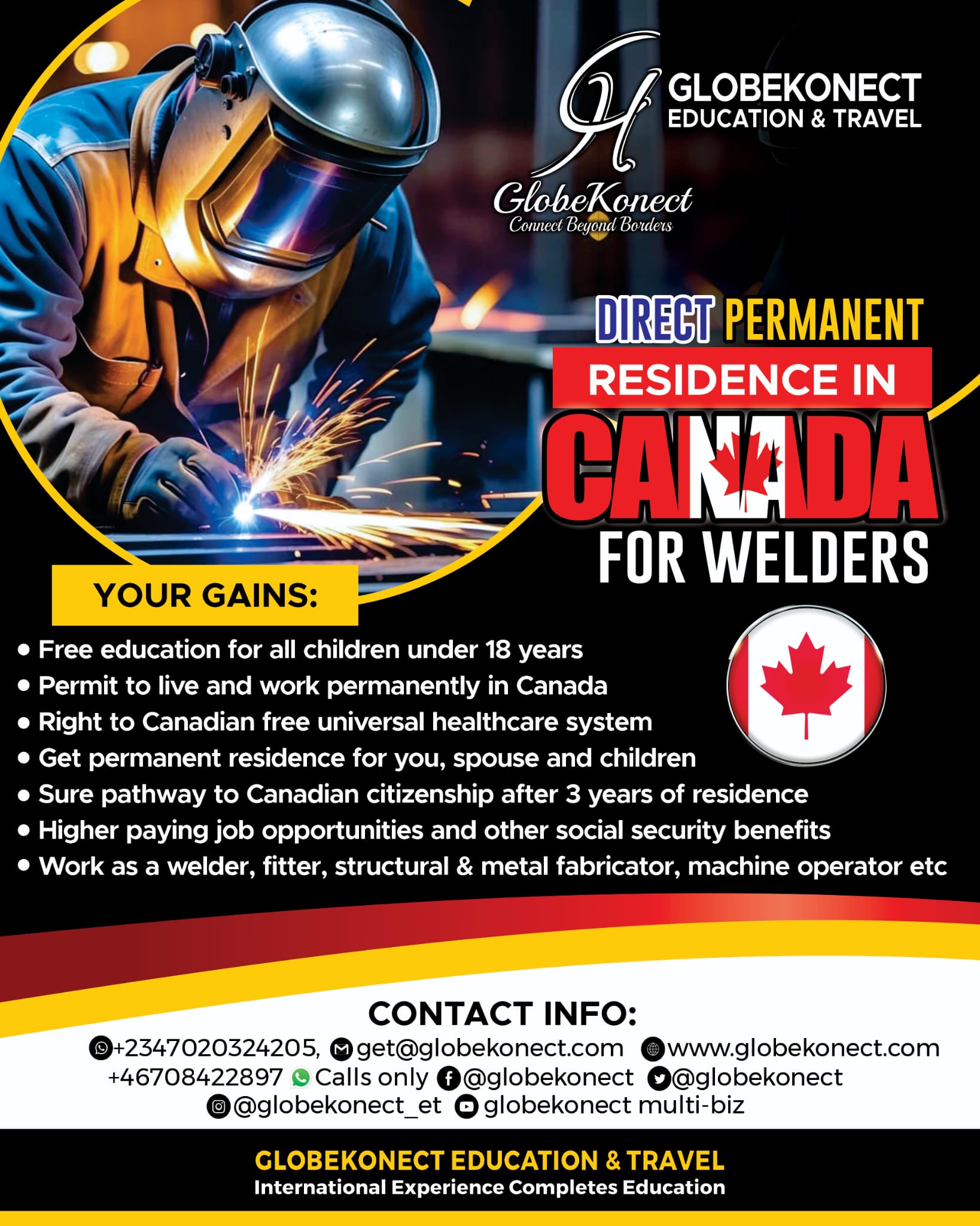 Direct Permanent Residence in Canada for Welders